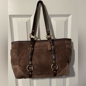 COACH Suede Leather Double Strap Shoulder Purse NO. F06Q-10382